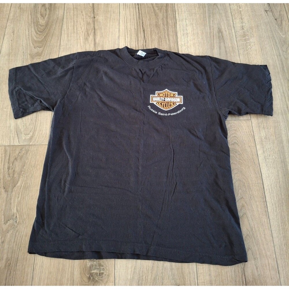 Harley Davidson Russia Saint-Petersburg Rare Black T-Shirt Men’s Size L